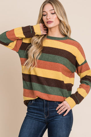 BOMBOM Multi-Color Striped Knit Top - 1985 the VAULT Boutique