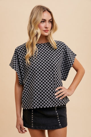 Annie Wear Checkered Round Neck Short Sleeve T-Shirt - 1985 the VAULT Boutique