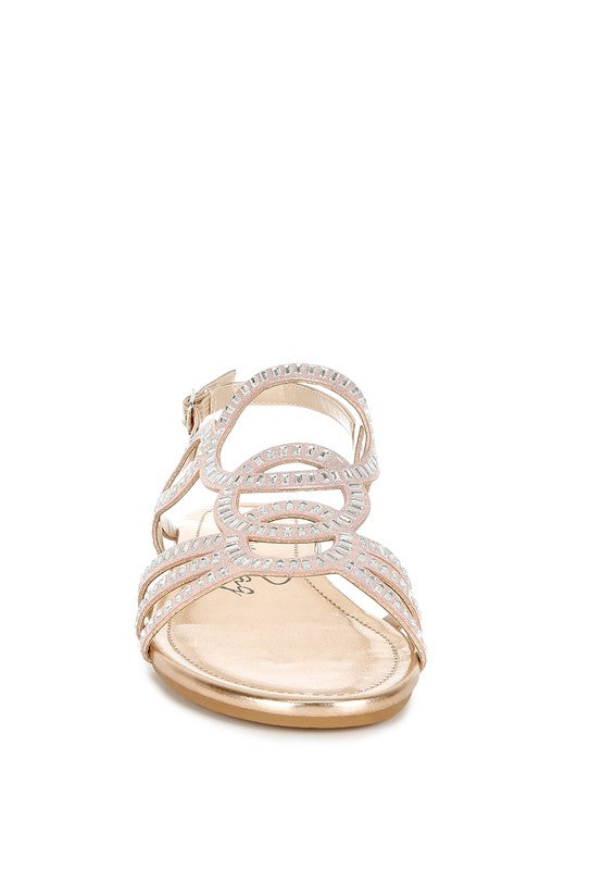 Jisters Cut Out Detail Rhinestone Flat Sandals - 1985 the VAULT Boutique