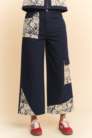 Davi & Dani Lace Applique Wide Leg Jeans - 1985 the VAULT Boutique