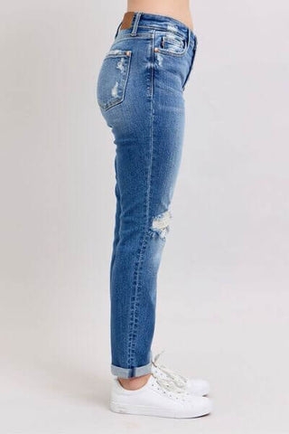 Judy Blue Full Size Button Fly Distressed Jeans with Pockets Plus Size - 1985 the VAULT Boutique