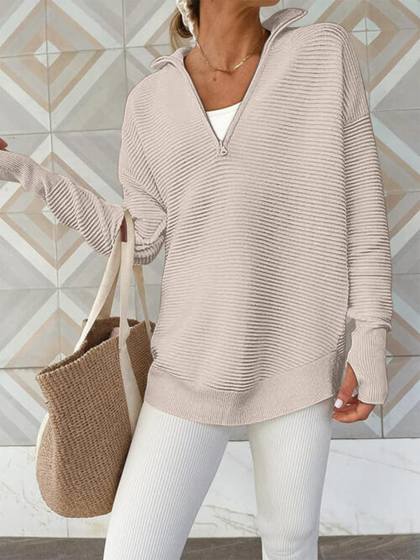 Half Zip Long Sleeve Knit Top - 1985 the VAULT Boutique