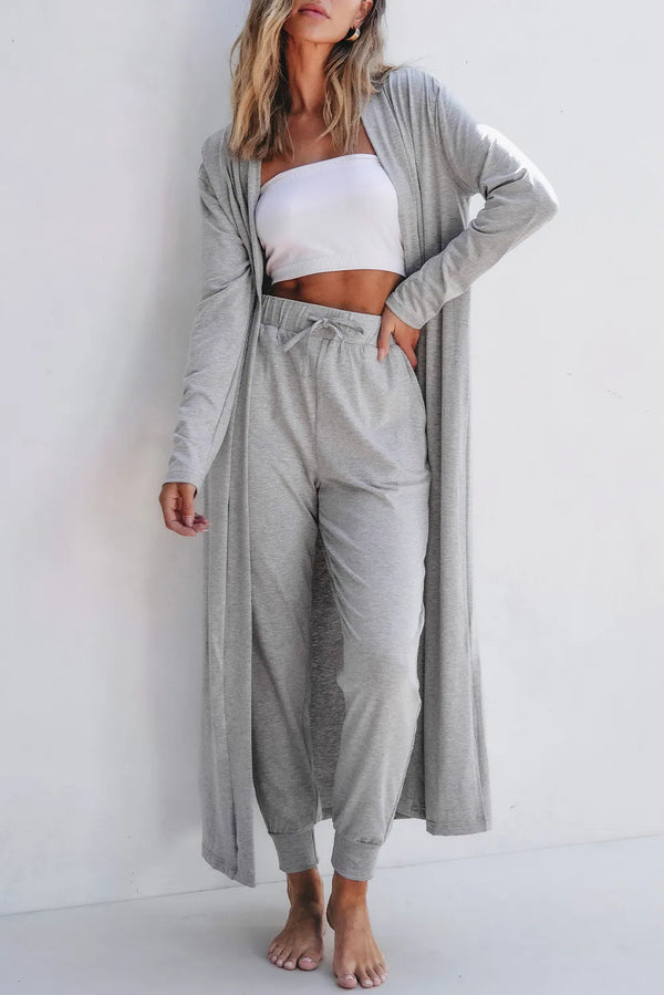 Open Front Long Sleeve Cardigan and Pants Lounge Set - 1985 the VAULT Boutique