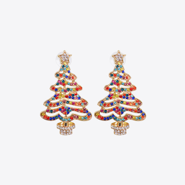 Rhinestone Alloy Christmas Tree Earrings - 1985 the VAULT Boutique