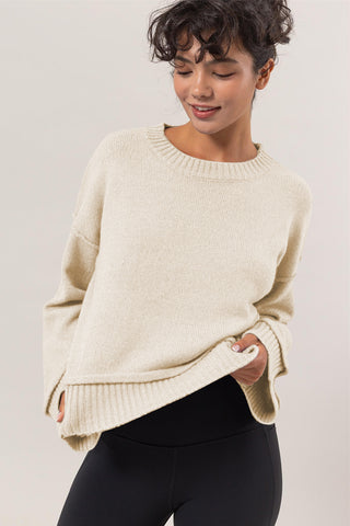 HYFVE Round Neck Dropped Shoulder Ribbed Sweater - 1985 the VAULT Boutique