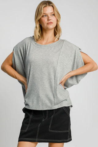 Umgee Exposed Seam Round Neck Batwing Sleeve Knit Top - 1985 the VAULT Boutique