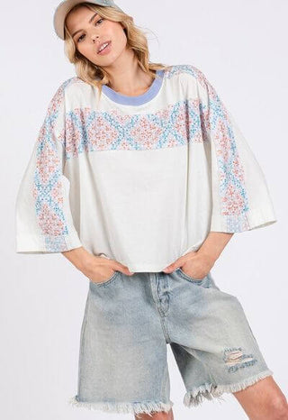 SAGE+FIG Patchwork Breeze Contrast Oversized T-Shirt - 1985 the VAULT Boutique