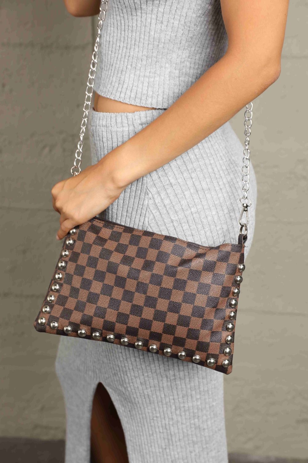 Adored PU Leather Studded Shoulder Bag - 1985 the VAULT Boutique