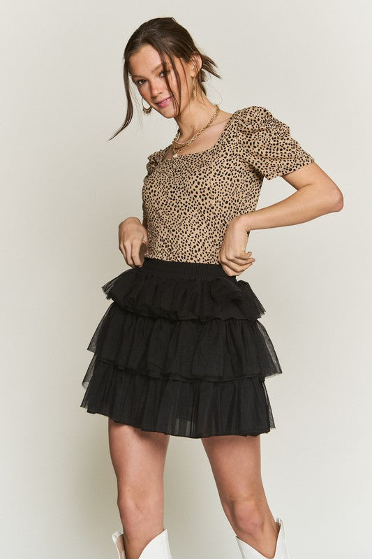 SOLID MESH TIERED SKIRT - 1985 the VAULT Boutique