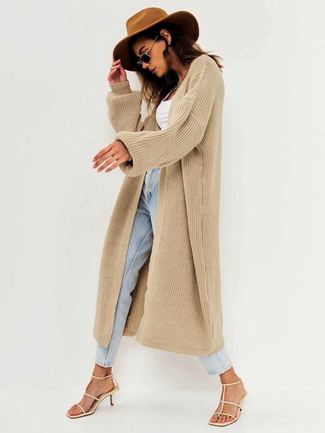 Open Front Long Sleeve Longline Cardigan - 1985 the VAULT Boutique