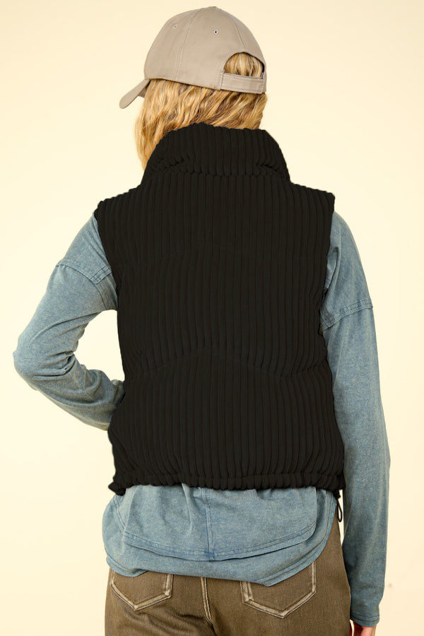 VERY J Zip Up Padded Corduroy Puffer Vest - 1985 the VAULT Boutique