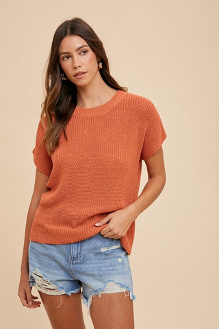 Annie Wear Round Neck Short Sleeve Sweater - 1985 the VAULT Boutique