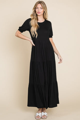 BOMBOM Short Sleeve Tiered Maxi Dress - 1985 the VAULT Boutique