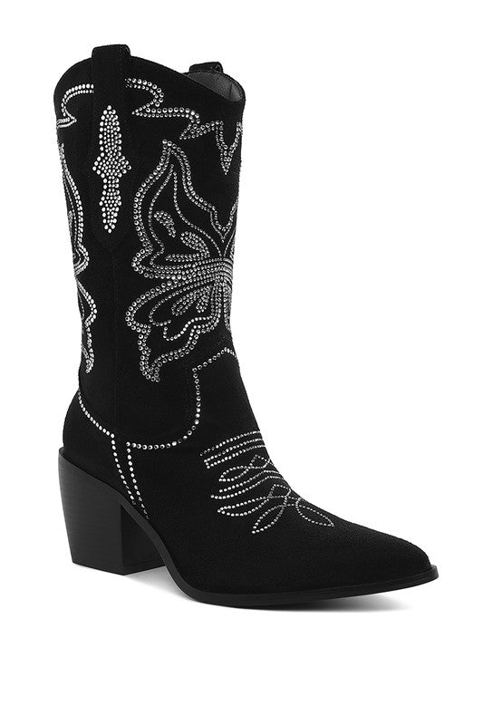 Latafa Rhinestones Embellished Cowgirl Boots - 1985 the VAULT Boutique