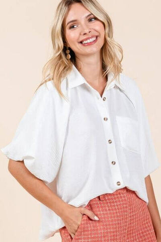 Mittoshop Airflow Short Bubble Sleeve Button Down Shirt - 1985 the VAULT Boutique