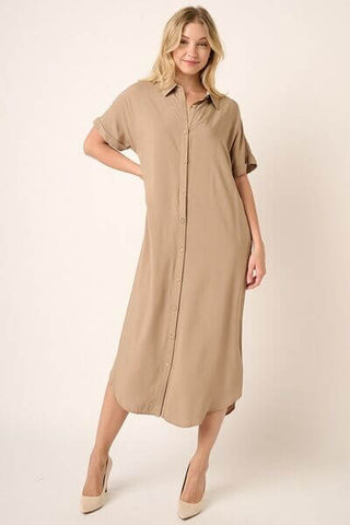 Mittoshop Collared Neck Dolman Short Sleeve Midi Shirt Dress - 1985 the VAULT Boutique