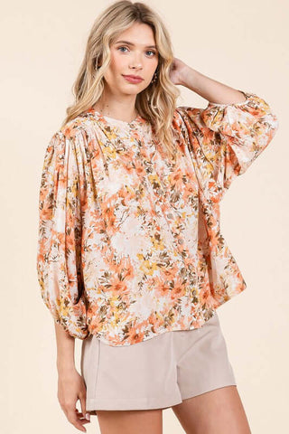 Mittoshop Flower Print Batwing Sleeve Button Down Blouse - 1985 the VAULT Boutique