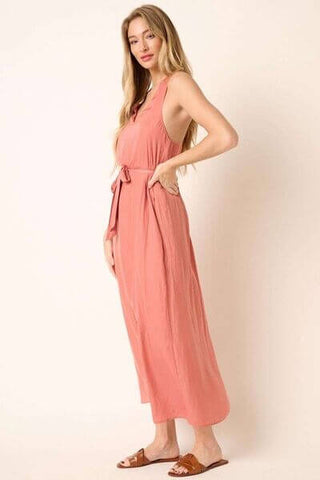 Mittoshop Cross Back Belted V Neck Tank Maxi Dress - 1985 the VAULT Boutique