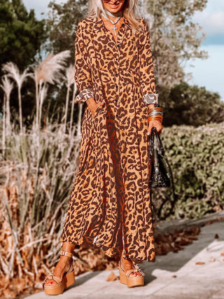 Leopard Buttoned Maxi Dress - 1985 the VAULT Boutique