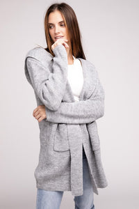 Hooded Open Front Sweater Cardigan - 1985 the VAULT Boutique