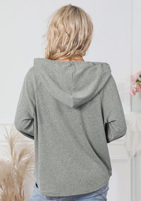 Drawstring Quarter Snap Long Sleeve Hoodie - 1985 the VAULT Boutique