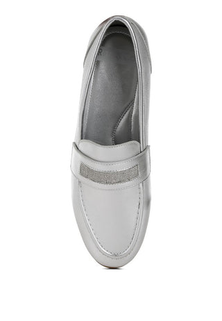 Eden Ode Rhinestone Strap Metallic Loafers - 1985 the VAULT Boutique