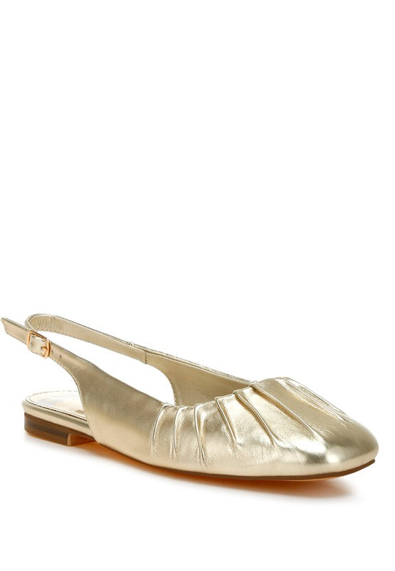 Berni Metallic Square Toe Flat Slingbacks - 1985 the VAULT Boutique