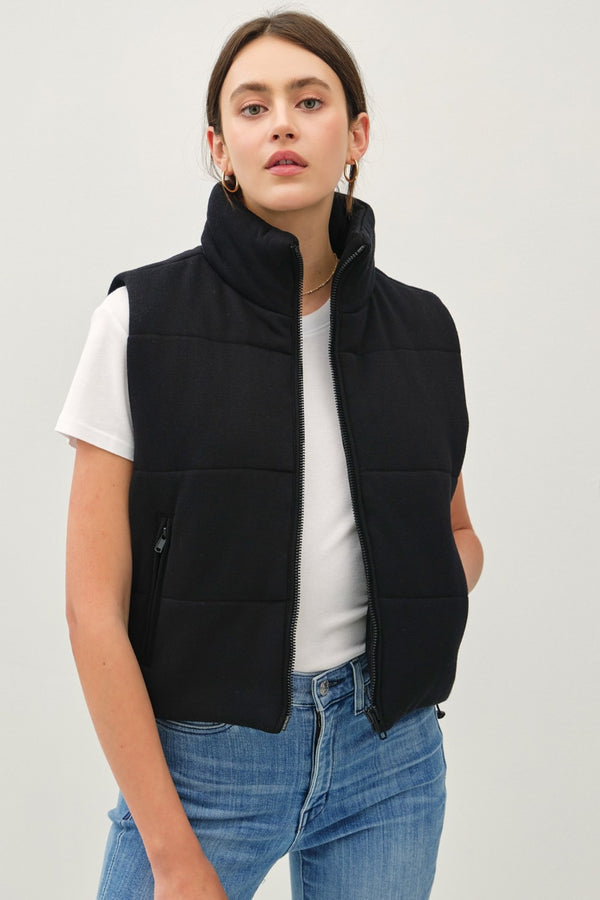 Be Cool Zip Up Turtleneck Puffer Vest with Pockets - 1985 the VAULT Boutique