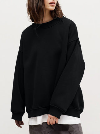 Basic Round Neck Dropped Shoulder Long Sleeve Sweatshirt - 1985 the VAULT Boutique