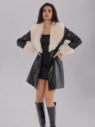 Fuzzy Long Sleeve Longline Coat - 1985 the VAULT Boutique