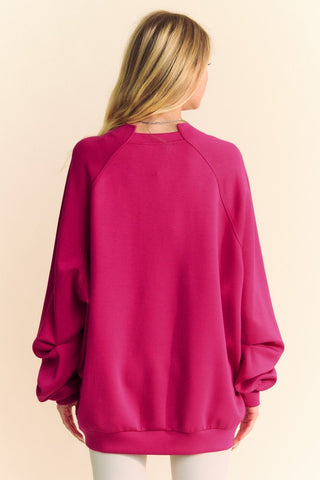 Davi & Dani Round Neck Raglan Sleeve Sweatshirt - 1985 the VAULT Boutique