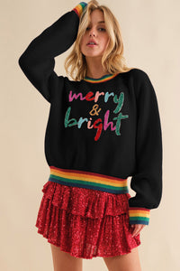 MERRY & BRIGHT Ribbed Round Neck Sweater - 1985 the VAULT Boutique