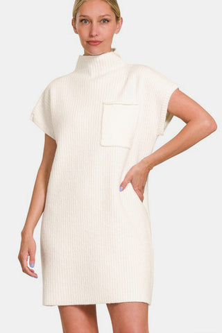 Zenana Short Sleeve Sweater Mini Dress - 1985 the VAULT Boutique