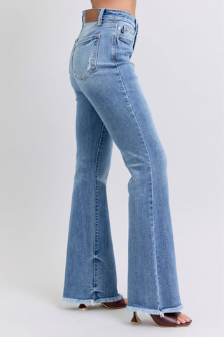 Judy Blue Full Size Raw Hem High Rise Bootcut Jeans - 1985 the VAULT Boutique