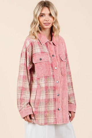 Mittoshop Plaid Button Down Drop Shoulder Jacket - 1985 the VAULT Boutique