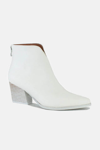 Beast Fashion PU Leather Block Heel Boots with Back Zippers - 1985 the VAULT Boutique