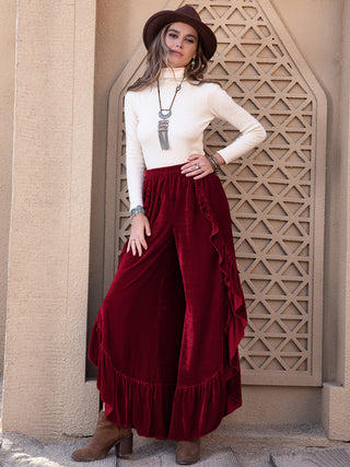 Slit Ruffled Wide Leg Pants - 1985 the VAULT Boutique