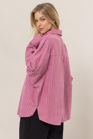 HYFVE Stripe Button Down Long Sleeve Oversized Shirt - 1985 the VAULT Boutique