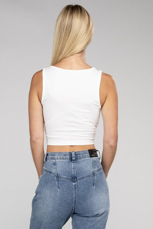 Basic Cotton Square Neck Cropped Cami Top - 1985 the VAULT Boutique