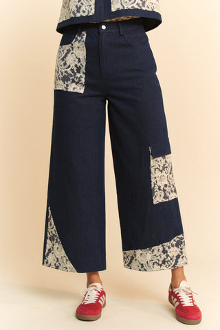 Davi & Dani Lace Applique Wide Leg Jeans - 1985 the VAULT Boutique