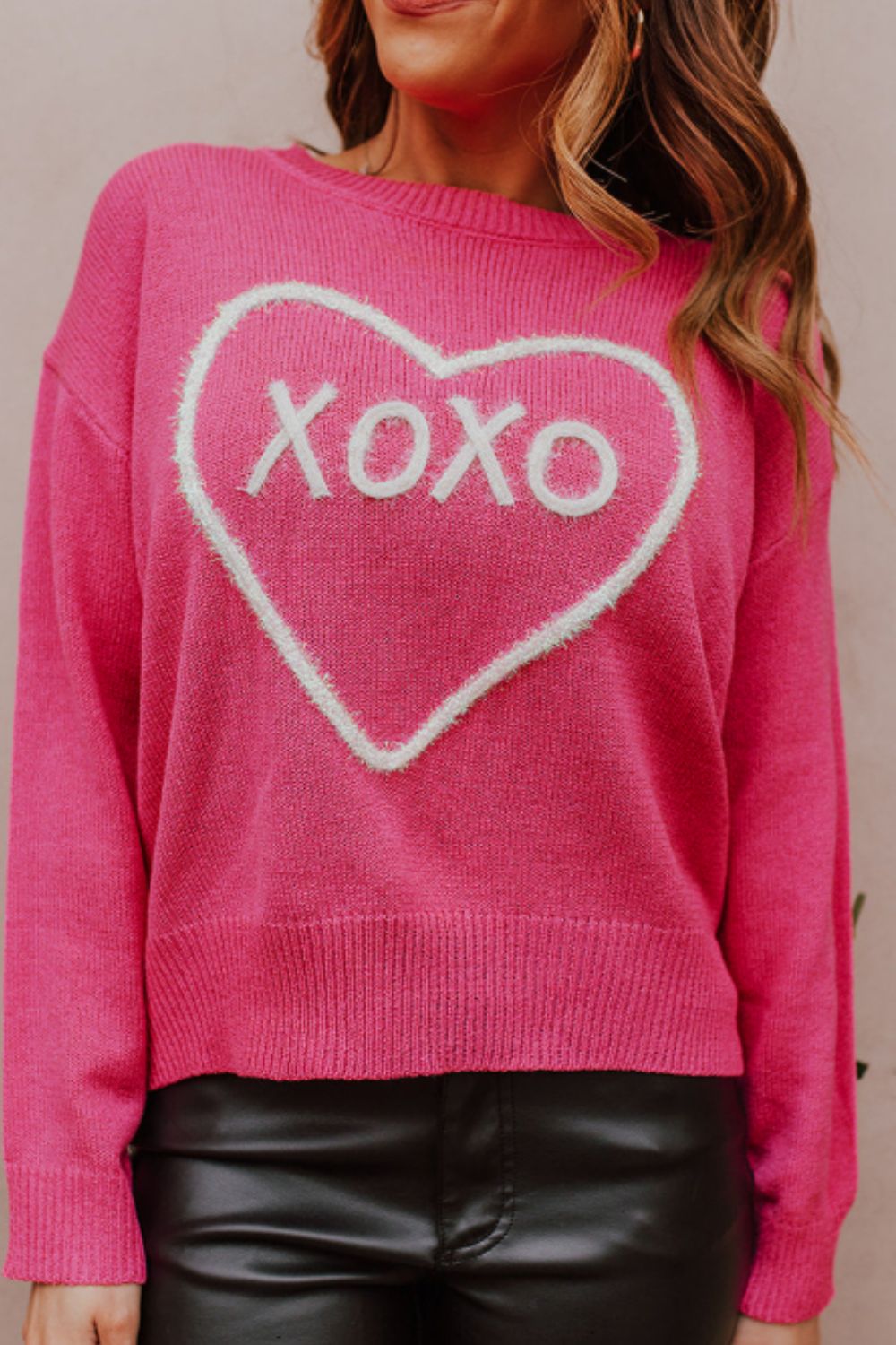 XOXO Round Neck Drop Shoulder Sweater - 1985 the VAULT Boutique