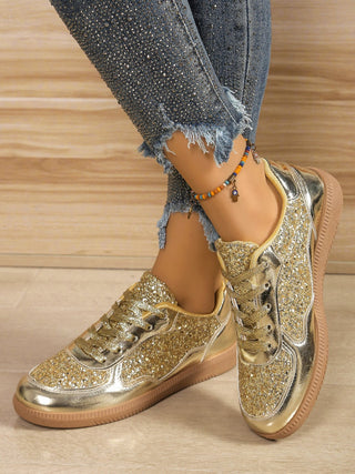 Sequin PU Leather Flat Sneakers - 1985 the VAULT Boutique