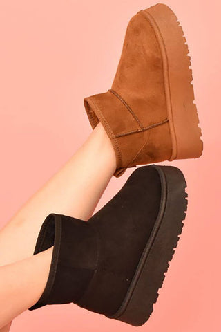 WILD DIVA Suede Round Toe Platform Booties - 1985 the VAULT Boutique