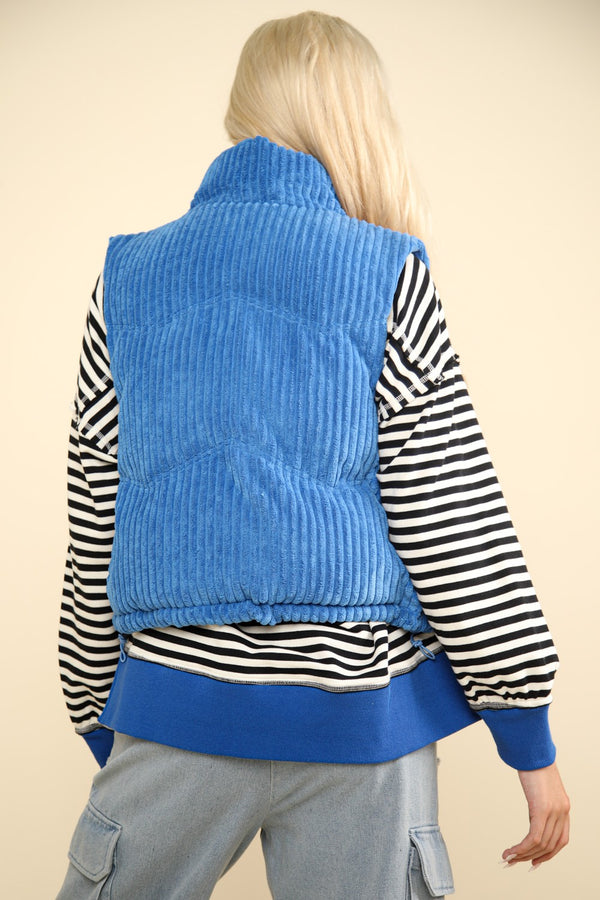 VERY J Zip Up Padded Corduroy Puffer Vest - 1985 the VAULT Boutique