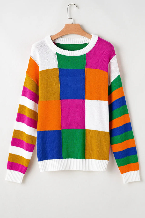 Color Block Long Sleeve Sweater - 1985 the VAULT Boutique