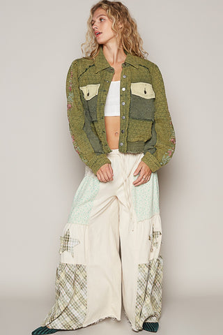 POL Embroidered Sleeve Raw Edge Quilted Jacket - 1985 the VAULT Boutique