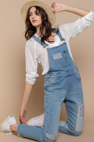 POL Front Chest Zipper Slim Leg Denim Overalls - 1985 the VAULT Boutique