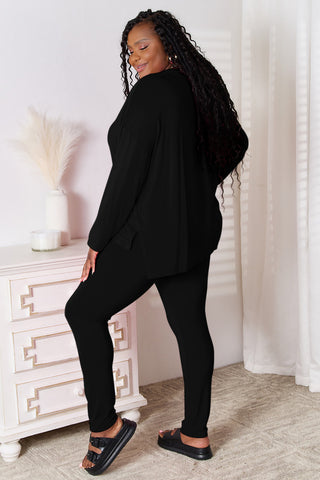 Basic Bae Bamboo Full Size V-Neck Long Sleeve Top and Pants Lounge Set - 1985 the VAULT Boutique