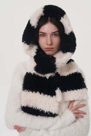 Fuzzy Contrast Striped Scarf - 1985 the VAULT Boutique