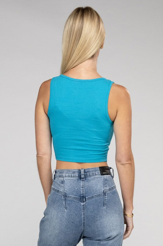 Basic Cotton Square Neck Cropped Cami Top - 1985 the VAULT Boutique